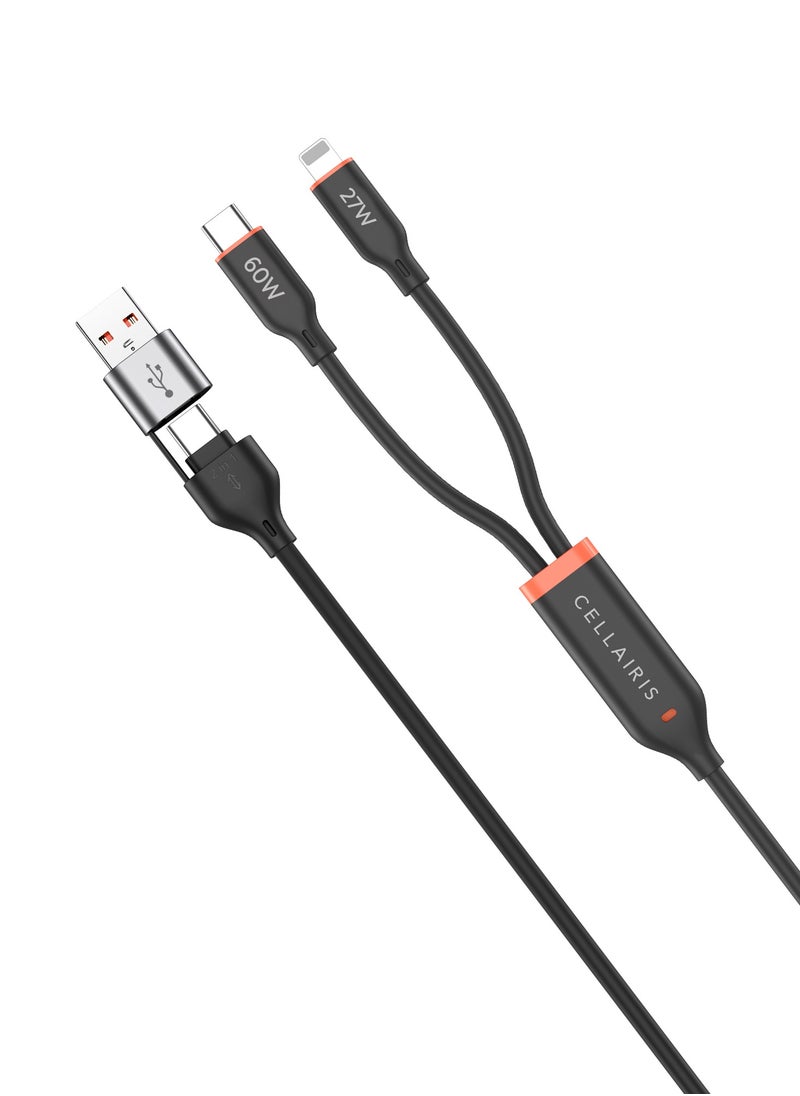 Cellairis - Premium Cable PD 2in1 1.2M, USB AND TYPE C To Lighting and Type C for Multiple Devices Apple & Android Fast Charging Cable for iPhone 14/ 13 / 12 /11 /8 /iPad Pro & Android Phones Samsung Series - Image 1