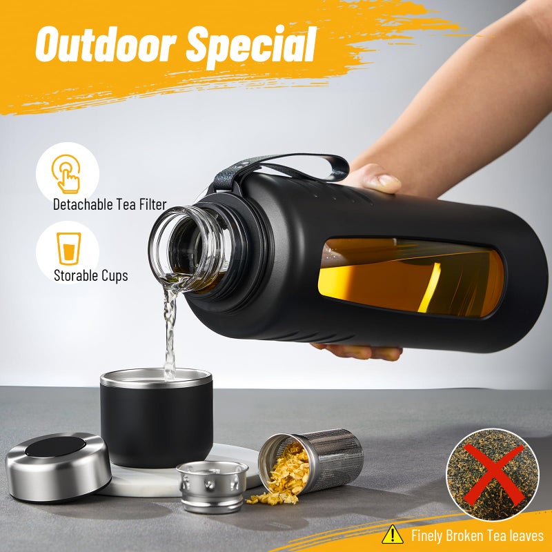 Doseno 67oz Half Gallon Water Bottle,Anti-Scalding and Anti-Slip Big Water Bottle,Tea and Water Separation Independent Compartment,Water Jug for Men,Suitable for Gym, Climbing, Camping - Image 5