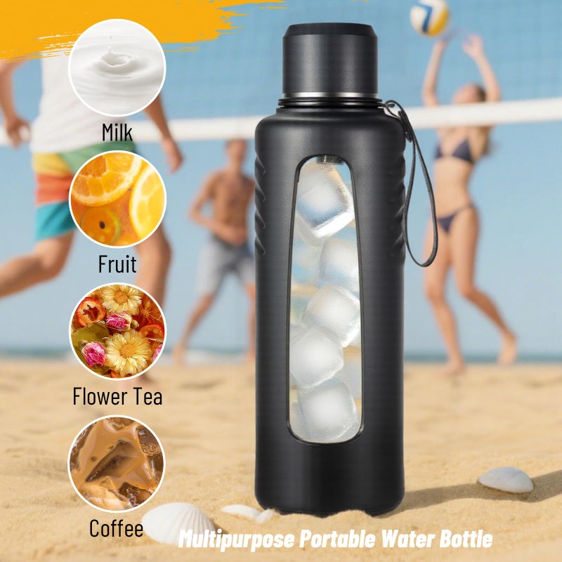 Doseno 67oz Half Gallon Water Bottle,Anti-Scalding and Anti-Slip Big Water Bottle,Tea and Water Separation Independent Compartment,Water Jug for Men,Suitable for Gym, Climbing, Camping - Image 2