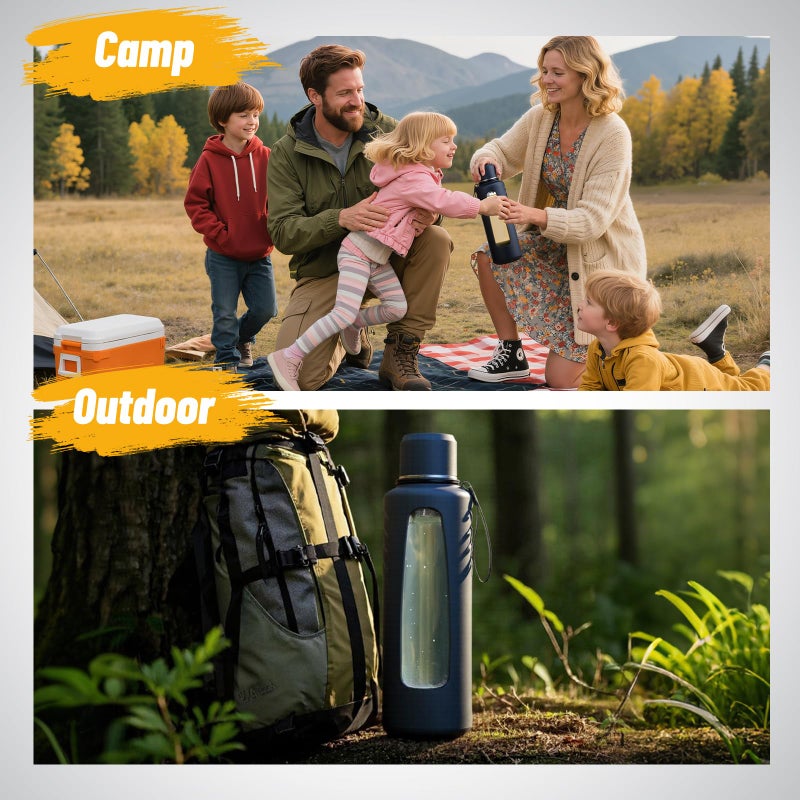 Doseno 67oz Half Gallon Water Bottle,Anti-Scalding and Anti-Slip Big Water Bottle,Tea and Water Separation Independent Compartment,Water Jug for Men,Suitable for Gym, Climbing, Camping - Image 3
