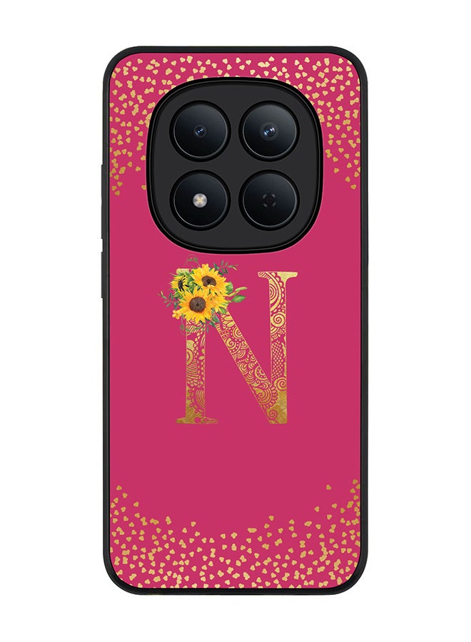 For Xiaomi Redmi Note 15 Pro 5G Case,Slim fit Camera Protection, Shockproof Thin Phone cover  - Custom Floral Monogram - N ( Deep Pink )