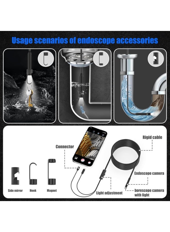 Generic Endoscope Camera with Light,1920P HD Borescope, IP67 Waterpro of Inspection Snake Camera for Drain/Plumbing/Wall Automotive Engine, Semi-Rigid with 8 LED Lights, for iOS/Android,16.4ft - Image 5