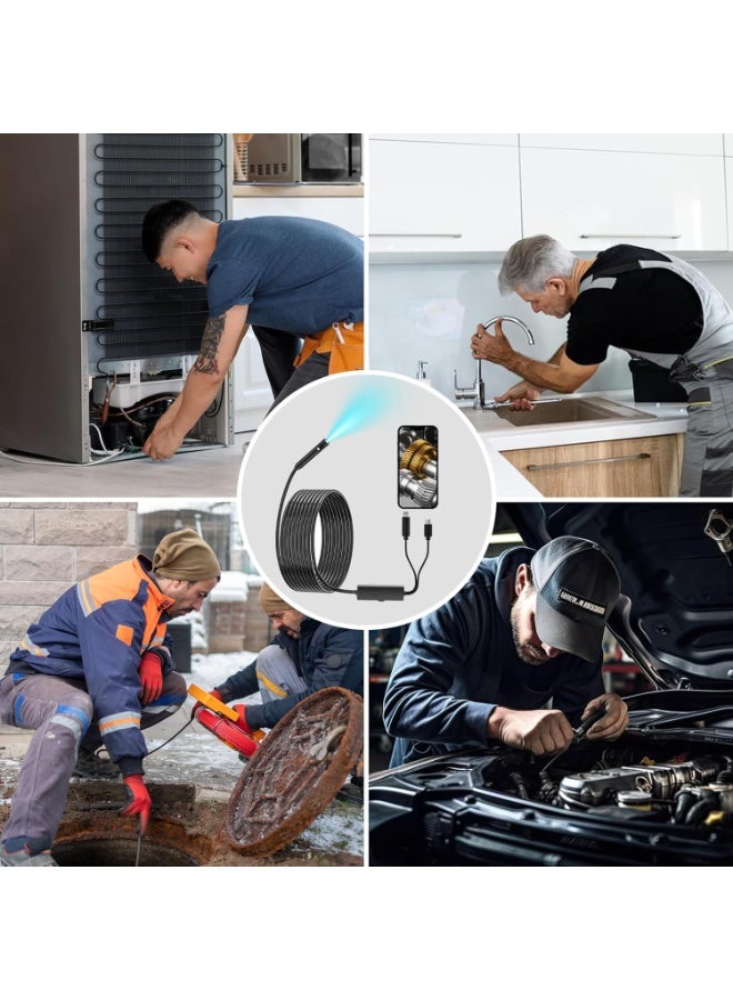 Generic Endoscope Camera with Light,1920P HD Borescope, IP67 Waterpro of Inspection Snake Camera for Drain/Plumbing/Wall Automotive Engine, Semi-Rigid with 8 LED Lights, for iOS/Android,16.4ft - Image 3