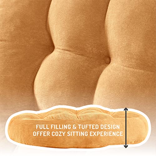 Degrees of Comfort Meditation Floor Pillow, Round Large Pillows Seating for Adults, Tufted Corduroy Cushion for Tatami Living Room, Orange Yellow 22 Inch - Image 3