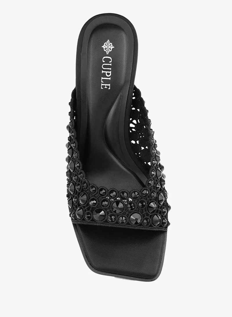 Cuple Womens embellished pointed stiletto heel sandals