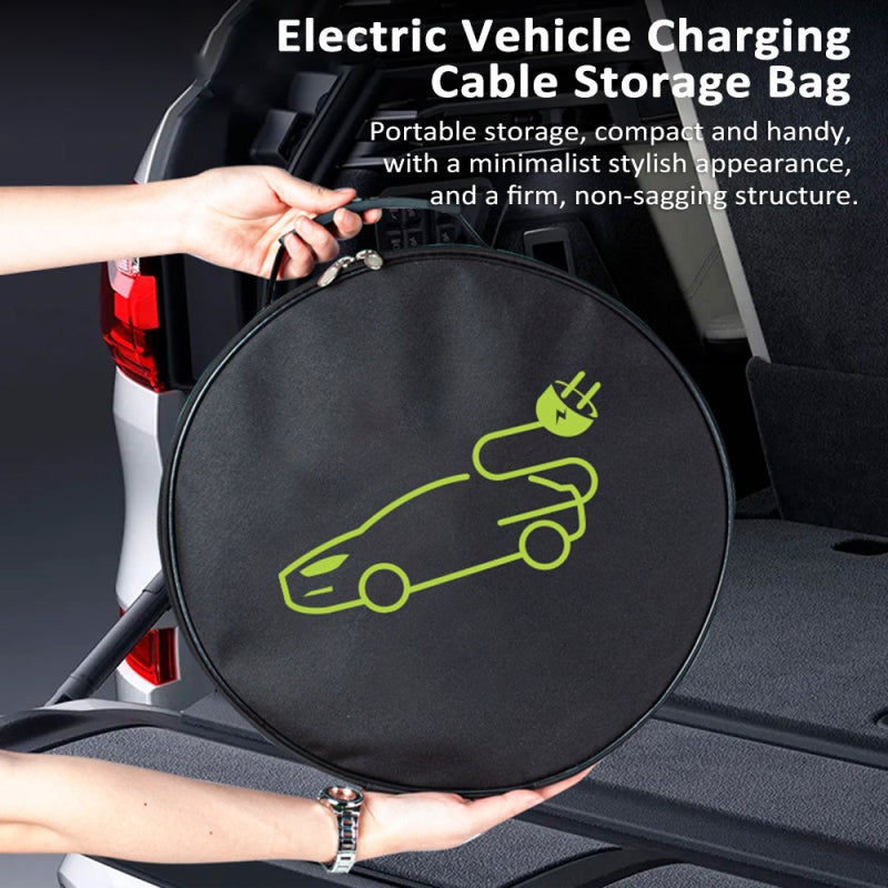 Ev Charging Cable Storage Bag: Black Square Oxford Cloth - Waterproof Coating, Smooth Double Metal Zipper Non-slip Handle for Trunk Vehicle Cable Storage - Image 3