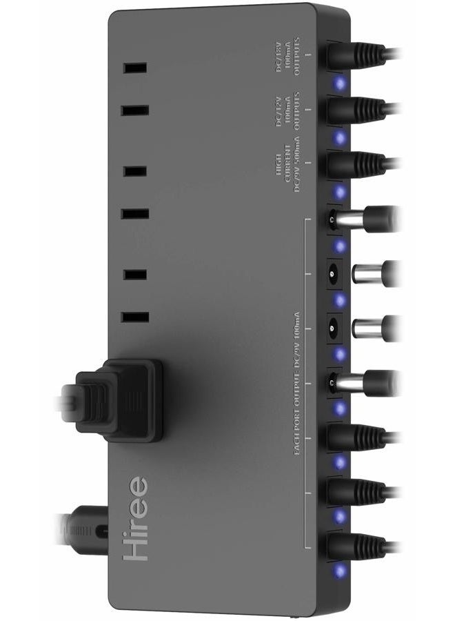 Hiree Guitar Pedal Power Supply Adapter Station Distributor 10 Isolated DC Output for 9V/12V/18V Effect PedalBoard with 4 AC Outlet for Charging Speaker, Musical Instruments - Image 1