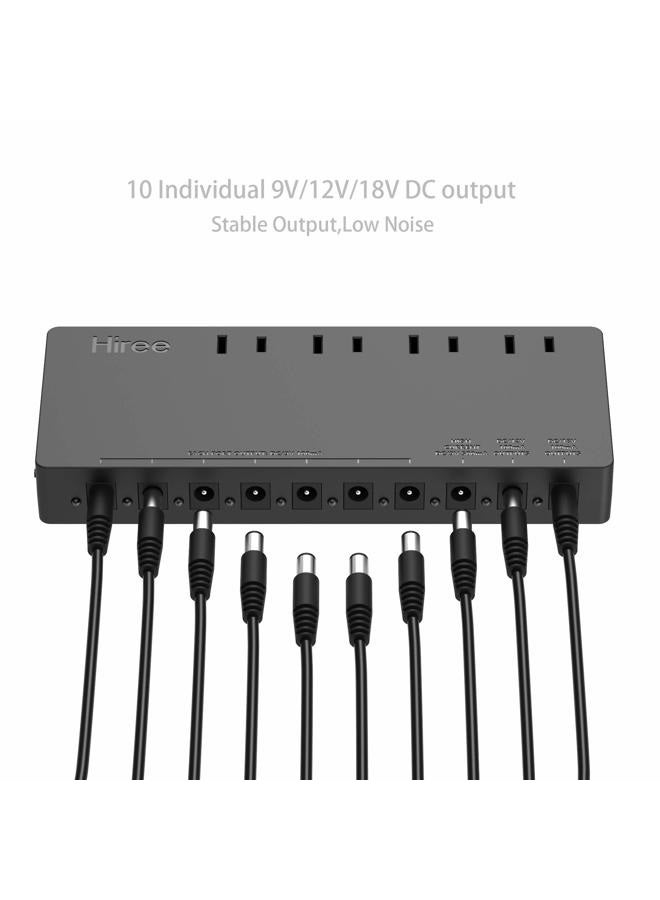 Hiree Guitar Pedal Power Supply Adapter Station Distributor 10 Isolated DC Output for 9V/12V/18V Effect PedalBoard with 4 AC Outlet for Charging Speaker, Musical Instruments - Image 3