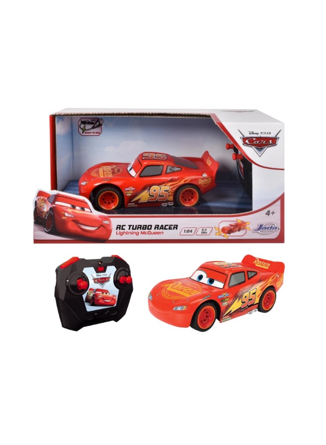 Jada Disney Pixar Turbo Racer Lightning McQueen RC Car (1:24, Red) - Image 1