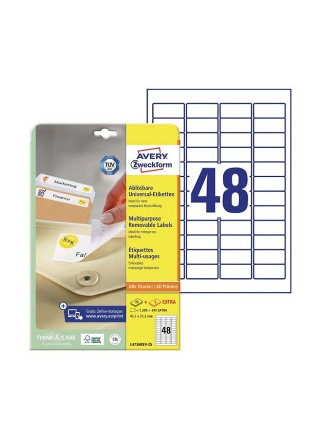 AVERY - ملصقات 45.7x21.2mm 4736 ILC 25 حبة - Image 1