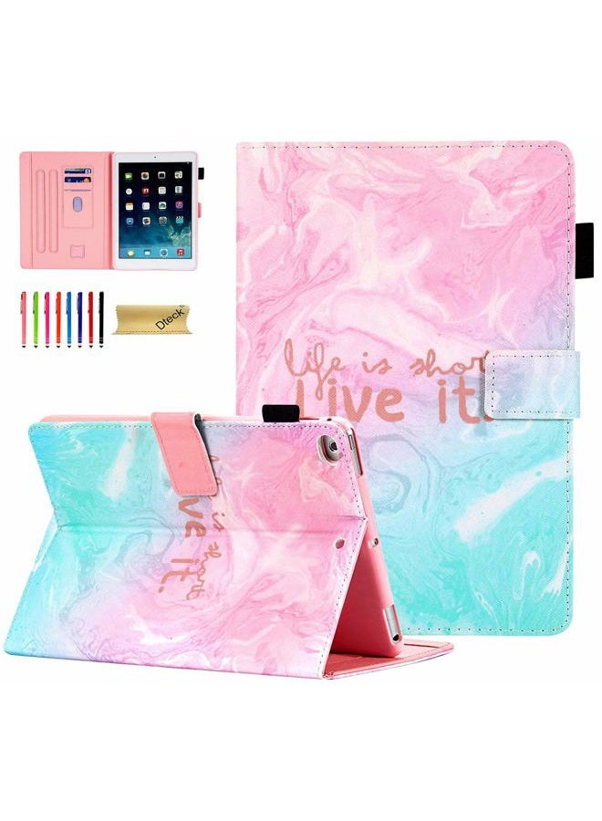 Dteck iPad 9.7 2018/2017 Case, iPad Air 2, iPad Air Case, PU Leather Protective Folio Shell Case, Adjustable Stand Auto Wake/Sleep Smart Case for Apple ipad 6th 5th Gen, ipad Air 1/2, Pink Live it - Image 1