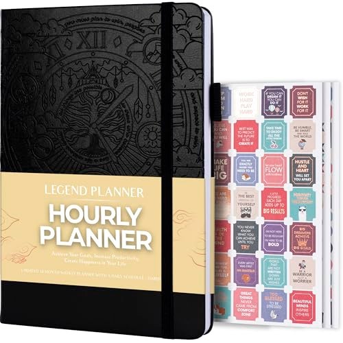 Legend Planner Legend Undated Hourly Planner – Hourly Day Planner with Time Slots – Weekly Time Management Organizer & Appointment Book, A5 Size (Black) - Image 1