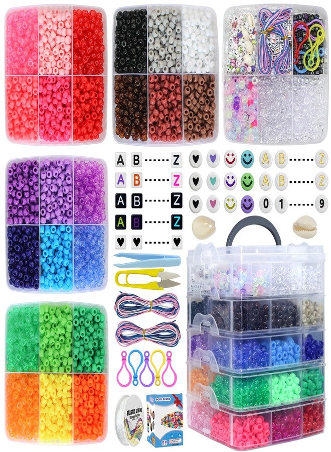 LIS HEGENSA Pony Beads Bulk,Kandi Beads for Necklace Jewelry Making Hair Braiding,Bracelets Making Kits,Hair Bead,Bracelet Beads,Plastic Beads for Crafts Braids Girls (27 Color,6400PCS) - Image 1