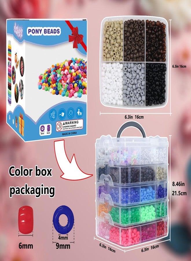 LIS HEGENSA Pony Beads Bulk,Kandi Beads for Necklace Jewelry Making Hair Braiding,Bracelets Making Kits,Hair Bead,Bracelet Beads,Plastic Beads for Crafts Braids Girls (27 Color,6400PCS) - Image 2