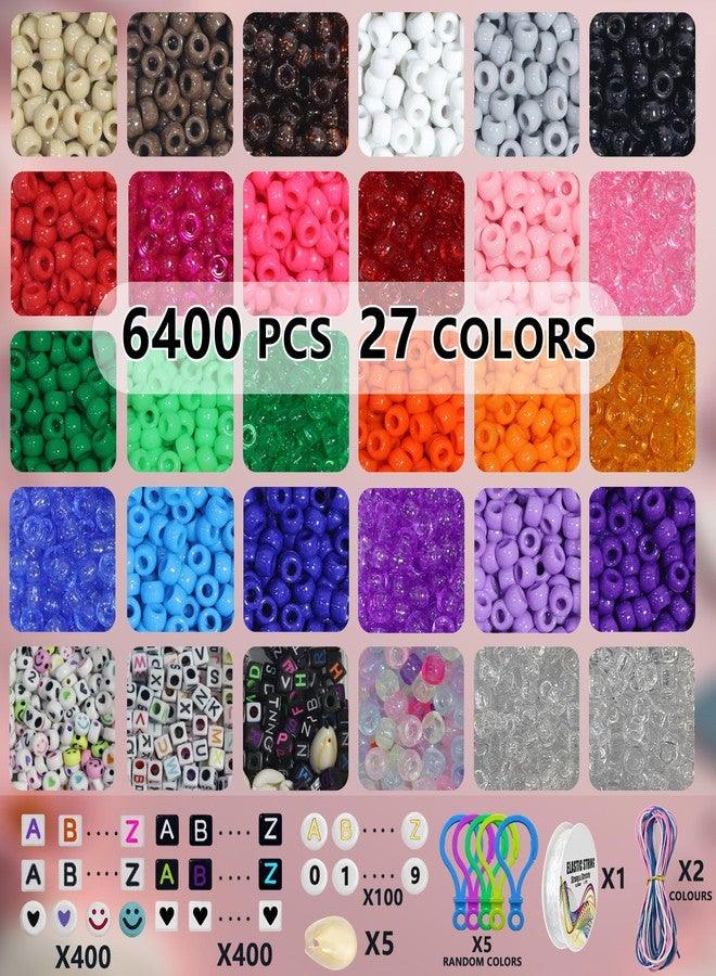 LIS HEGENSA Pony Beads Bulk,Kandi Beads for Necklace Jewelry Making Hair Braiding,Bracelets Making Kits,Hair Bead,Bracelet Beads,Plastic Beads for Crafts Braids Girls (27 Color,6400PCS) - Image 3