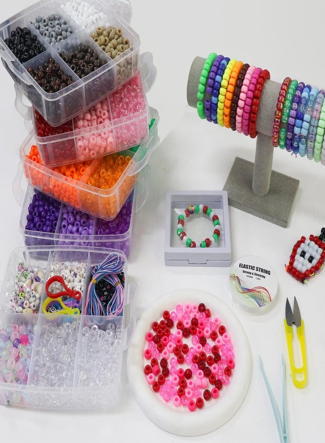 LIS HEGENSA Pony Beads Bulk,Kandi Beads for Necklace Jewelry Making Hair Braiding,Bracelets Making Kits,Hair Bead,Bracelet Beads,Plastic Beads for Crafts Braids Girls (27 Color,6400PCS) - Image 4