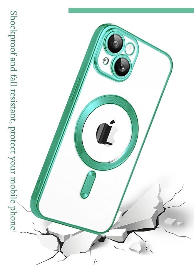 IPhone 13 Case Magnetic Support Magsafe Charger Wireless Anti Scratch Shockproof Clear Four Corner Cushion Anti Dropping Full Body Protection All Inclusive Lens Protection Cover Green  - Image 4