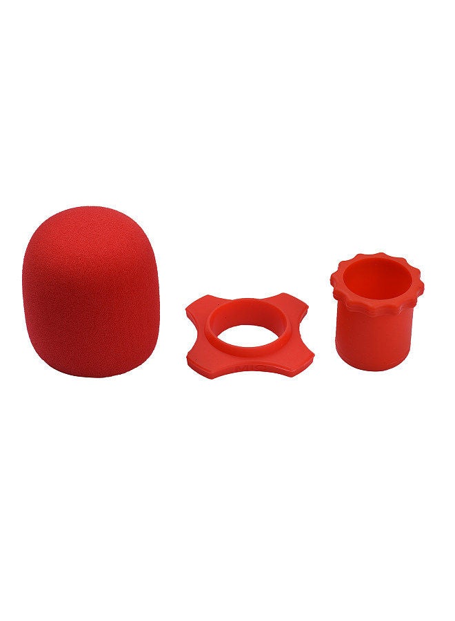 microphone protection accessory kit with foam windshield anti-rolling silicone ring bottom rod sleeve holder for wireless handheld mic  - Image 1