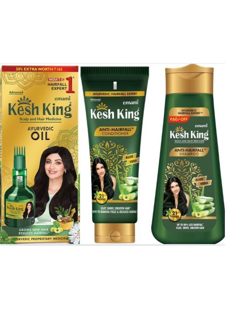 كيش كينج مجموعة كيش كينج المتقدمة للعناية بالشعر الأيورفيدية - زيت أيورفيدي لنمو الشعر + شامبو مضاد لتساقط الشعر مع خلاصة الصبار + بلسم مضاد لتساقط الشعر مع 21 عشبة لعلاج فروة الرأس وتقوية الشعر والحد من تساقطه - Image 4