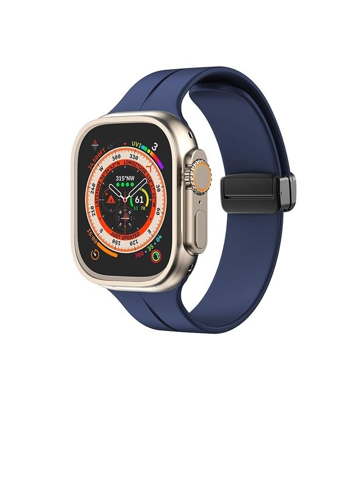 Magnetic Band for Apple Watch Ultra 49mm 45mm 44mm 42mm, Soft Silicone Sport Strap Men Women Compatible with iWatch Series 8/7/6/5/4/3/2/1 (Blue) - Image 1