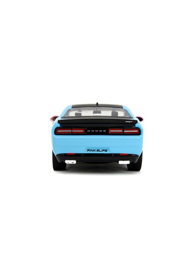 Jada Toys Pink Slips 1:24 W5 2015 Dodge Challenger SRT Hellcat Die-Cast Car w/Base, Toys for Kids and Adults(Pink/Blue Gradient) - Image 2