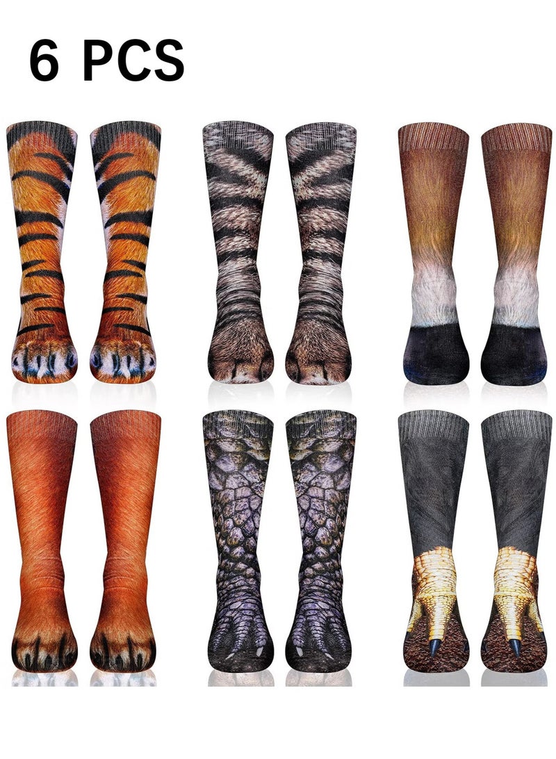 يا إلهي جوارب حيوانات ثلاثية الأبعاد مضحكة من 6 أزواج ، جوارب كعب حيوانات مجنونة ، جوارب مطبوعة ثلاثية الأبعاد ، جوارب حيوانات جديدة ، جوارب قطّة وكلب ونمر ونسر وحصان ديناصور ، جوارب طاقم للرجال والنساء والمراهقين - Image 1