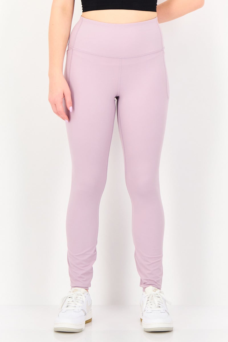 UNDER ARMOUR Women Fitted Training Full Length Leggings, Lavender - Image 1