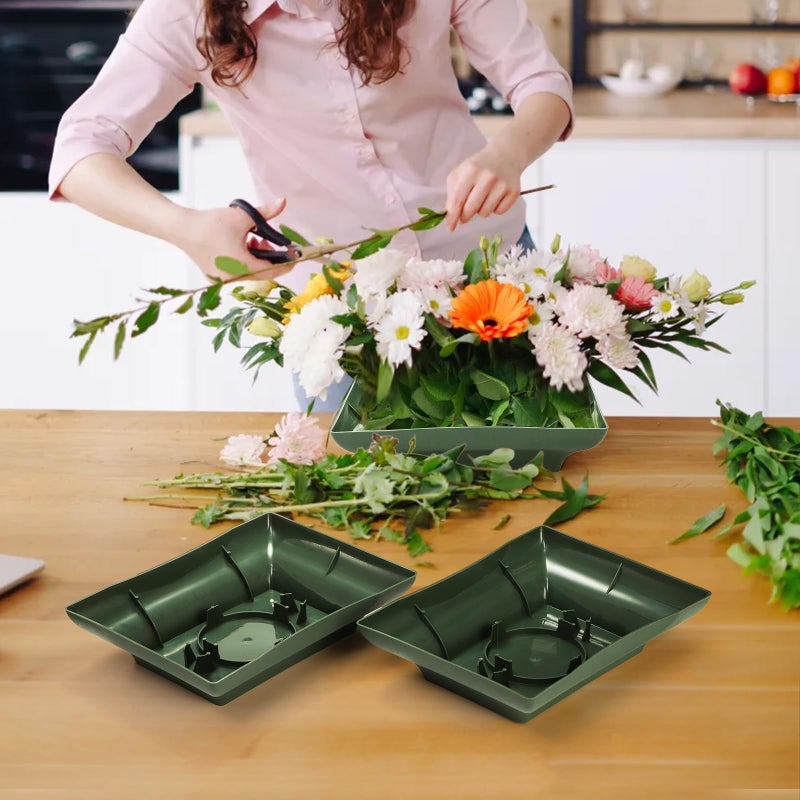 Lyellfe 16 Pieces Floral Bowls for Centerpieces, Green Design Bowls for Flower Arrangements, Rectangular Floral DIY Supplies Bowl Kit for Party, Wedding, Festival, Table Decor - Image 5