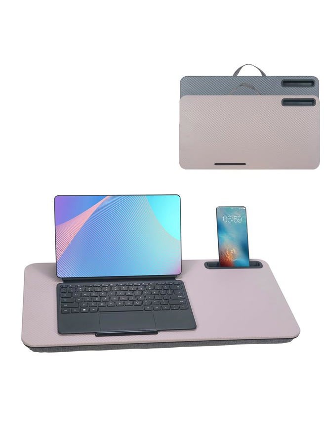 YUELAKE Lap Desk, Portable Laptop Desk Fits Up to 16“ Laptops, with Tablet Slot, Built-in Cushion, Great for Home & Office,Lap Desk for Laptop,Lap Desk with Cushion (Grey Violet, Large) - Image 1