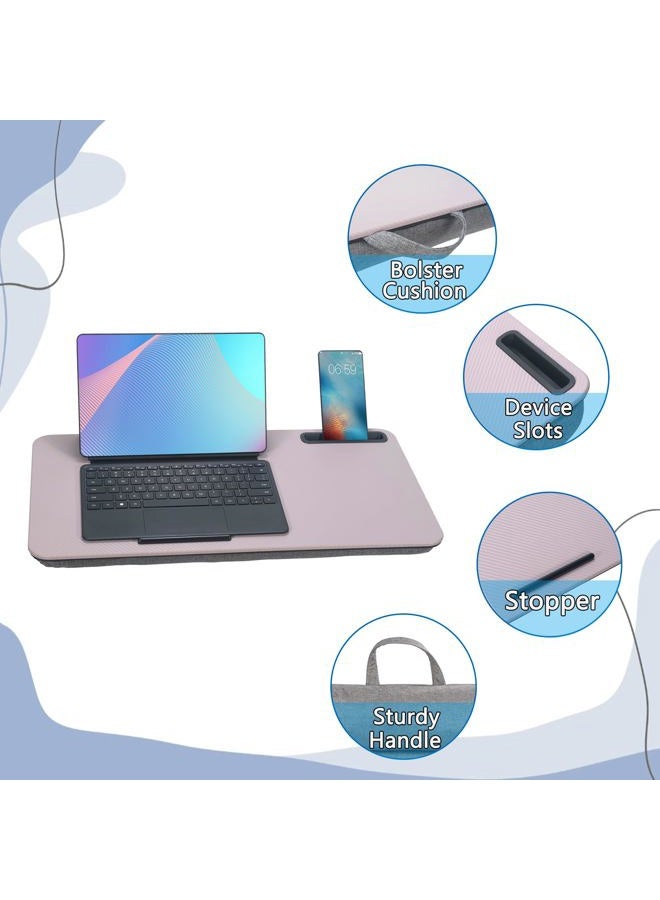 YUELAKE Lap Desk, Portable Laptop Desk Fits Up to 16“ Laptops, with Tablet Slot, Built-in Cushion, Great for Home & Office,Lap Desk for Laptop,Lap Desk with Cushion (Grey Violet, Large) - Image 4