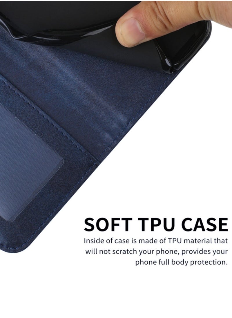 Best Choice Products - Infinix Hot 40 Pro Case,Premium Infinix Hot 40 Pro Leather Wallet Case with Card Holder Kickstand Magnetic Closure Flip Folio Phone Case for Infinix Hot 40 Pro,Blue - Image 1