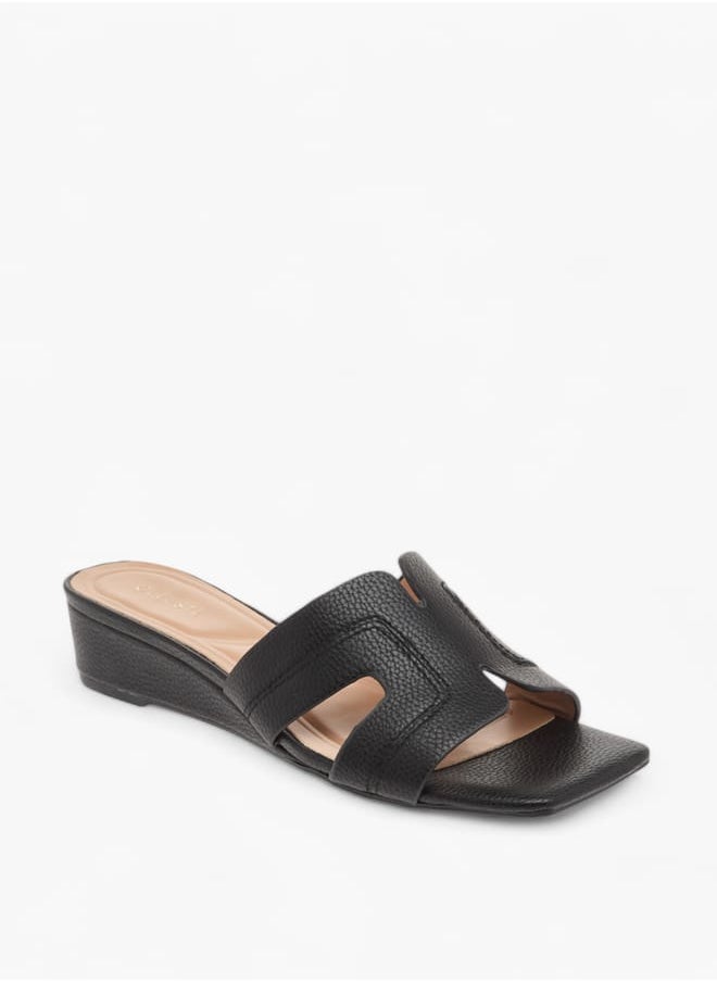Celeste Womens Solid Slip-On Sandals With Wedge Heels  - Image 1