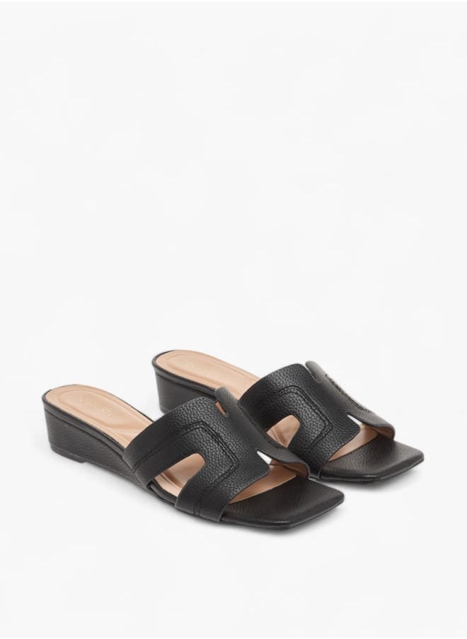Celeste Womens Solid Slip-On Sandals With Wedge Heels  - Image 2