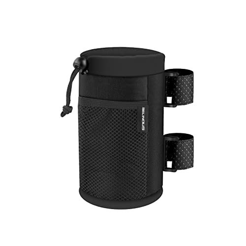 Belinous Scooter Cup Holder for 8-32oz Bottles, Wheelchair Walker Water Bottle Holder for UTV Roll Bar Bike e-Bike Golf Cart and Boat, Drink Holder with Net Pockets and Hook and Loop Straps - Image 1