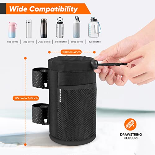 Belinous Scooter Cup Holder for 8-32oz Bottles, Wheelchair Walker Water Bottle Holder for UTV Roll Bar Bike e-Bike Golf Cart and Boat, Drink Holder with Net Pockets and Hook and Loop Straps - Image 3