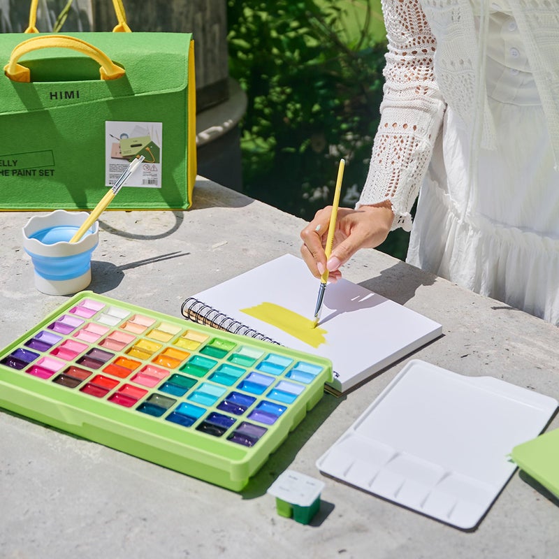 HIMI GoPack Gouache Paint Set â€“ 72 Vibrant Colors with Palette, 3 Brushes, Foldable Bucket, Gouache Pad, Painting Knife & Felt Bag.Gift for Adults, Beginners & Professional Artistsï¼ˆGoPack Setï¼‰ - Image 3