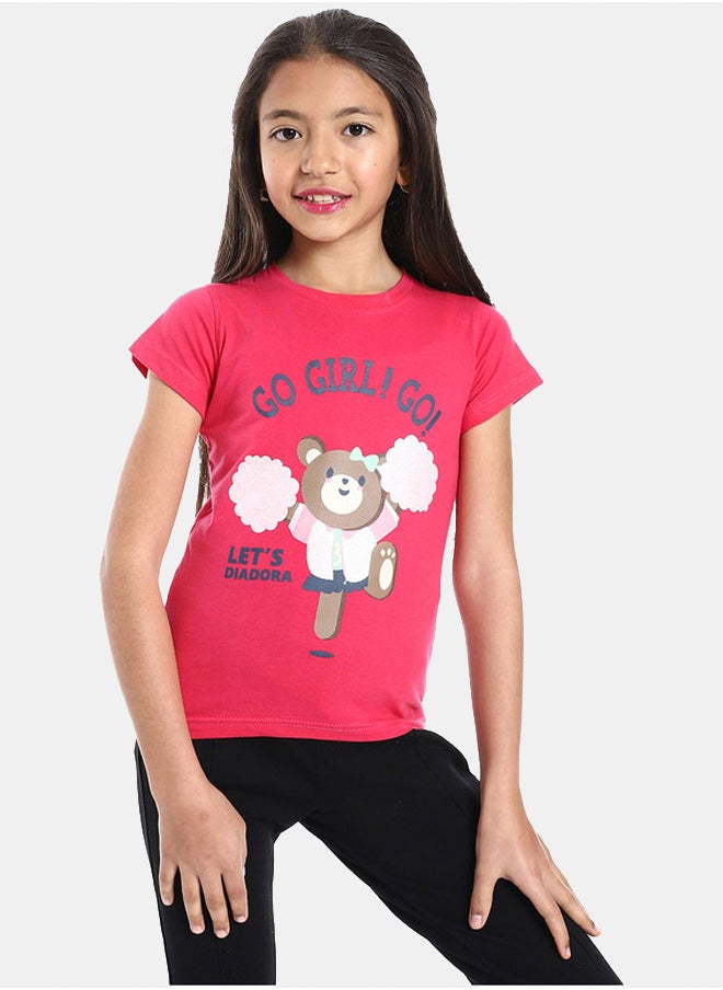 DIADORA Girls Cotton Printed T-Shirt  - Image 1