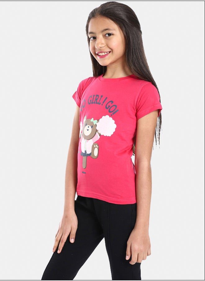 DIADORA Girls Cotton Printed T-Shirt  - Image 2