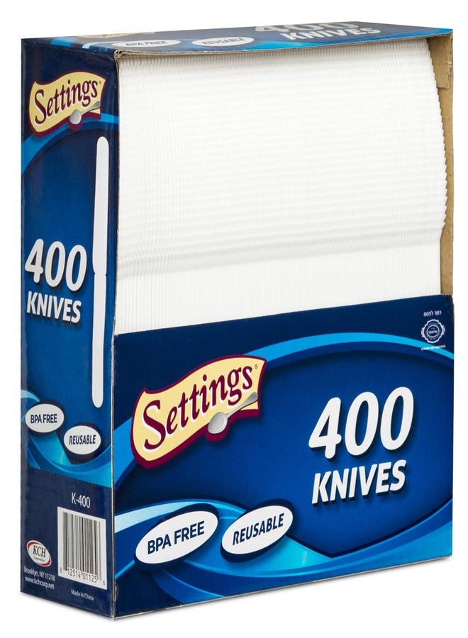 Settings [400 Count] Settings Plastic White Knives, Practical Disposable Cutlery, Great For Home, Office, School, Party, Picnics, Restaurant, Take-out Fast Food, Outdoor Events, Or Every Day Use, 1 Box - Image 1