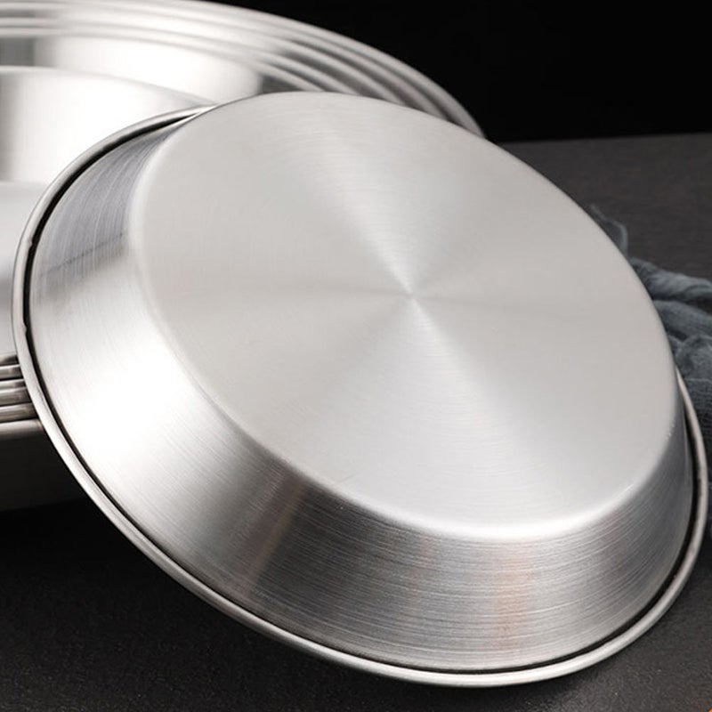 Korean Style Stainless Steel Pizza Plates Round Shape Cake Plate Dessert Plate - Image 5