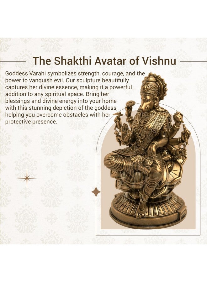 SILAII SILAII Goddess Varahi Amman Sculpture - Antique Bronze Finish, Handcrafted Statue for Puja Room, Home Decor, and Gifting (6 Inches)  - Image 5