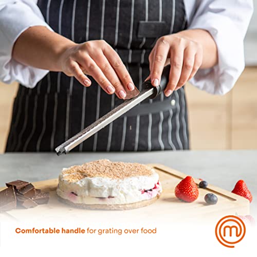 MasterChef Lemon Zester Grater with Handle, Kitchen Tool for Zesting Citrus Fruits & Finely Grating Parmesan Cheese, Garlic, Ginger, Coconut, Nutmeg, Wasabi, Chocolate etc, Stainless Steel, 12 inches - Image 3