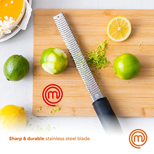 MasterChef Lemon Zester Grater with Handle, Kitchen Tool for Zesting Citrus Fruits & Finely Grating Parmesan Cheese, Garlic, Ginger, Coconut, Nutmeg, Wasabi, Chocolate etc, Stainless Steel, 12 inches - Image 4