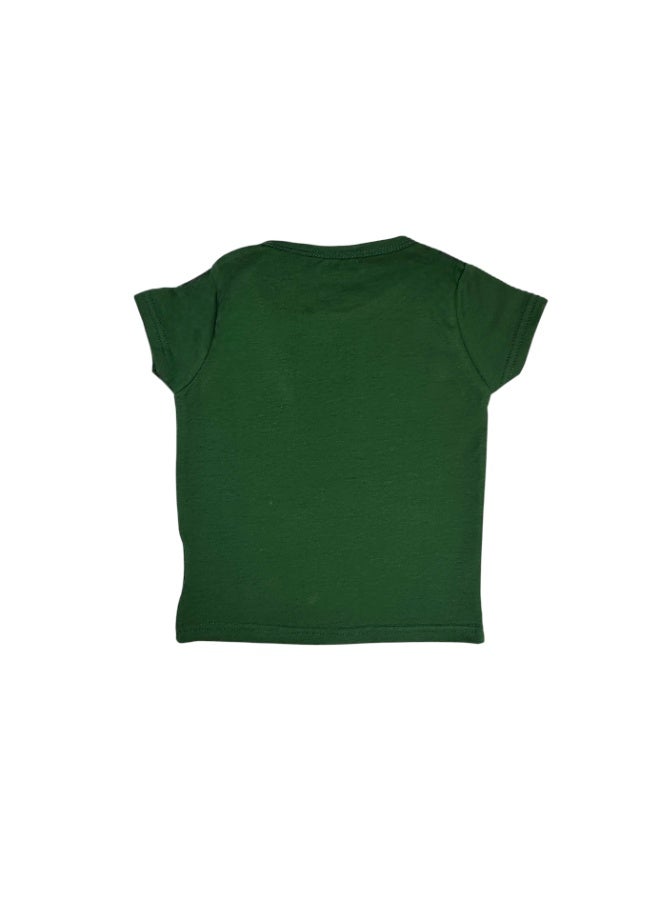 بيبي كو تي شيرت أخضر بطبعة قطة نائمة - Image 2