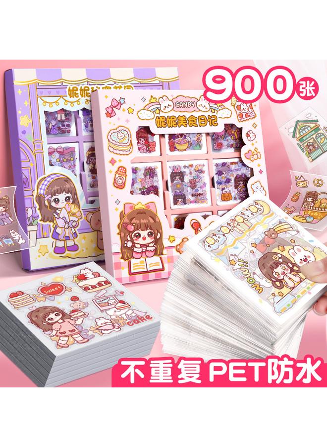 Bluejw 1000 Hand Account Stickers Hand Account Book Stickers Suit Children And Girls Stickers Cute Paste Walking Stick Palm High Color Value - Image 3