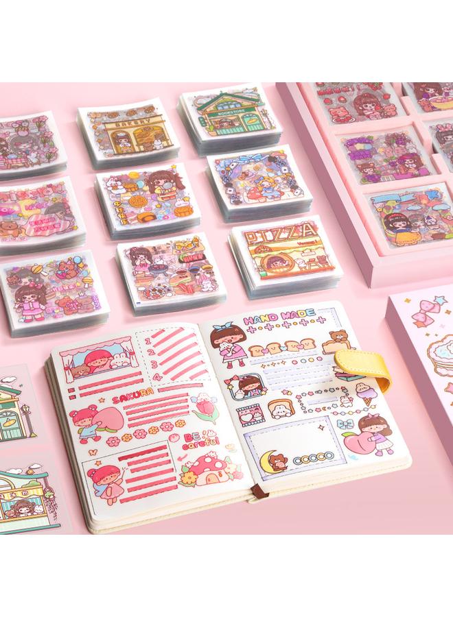 Bluejw 1000 Hand Account Stickers Hand Account Book Stickers Suit Children And Girls Stickers Cute Paste Walking Stick Palm High Color Value - Image 4
