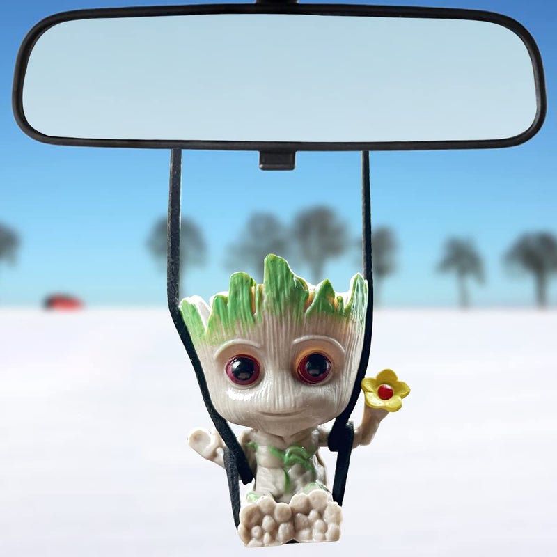 WYJS Swing Smiling Little Tree Man Car Hanging Accessory Mirror Suspension Decoration Charm Pendant Lanyard Adjustable Length - Image 3