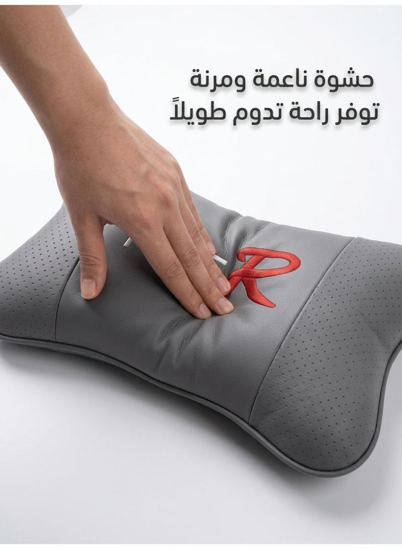 وسادة دعم الرقبة للسيارة (قطعتان) - وسادة رأس مريحة من الجلد الفاخر - إكسسوارات سيارة لراحة القيادة، والرحلات الطويلة، والاستخدام في الطقس الحار - Image 2