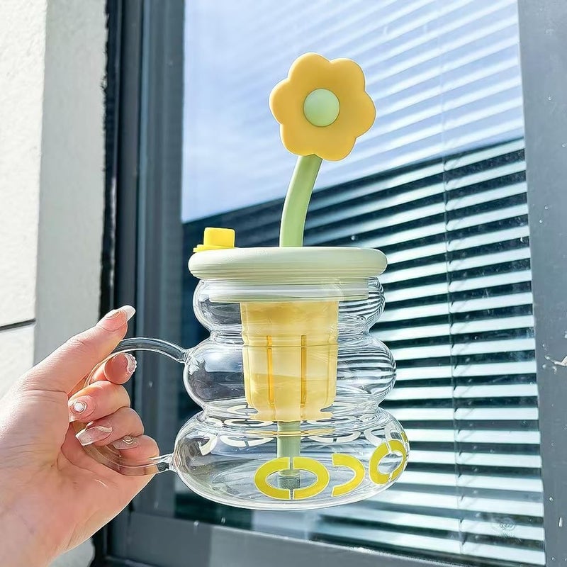 NGEL Cute Fruit Juice Glass Tumbler || Cartoon Water Cup with Lid and Straw || Portable Water Bottle for Lemon Tea, Fruit Tea, Ice Drinks (Pack of 1) (800 ml - Cup) - Image 5