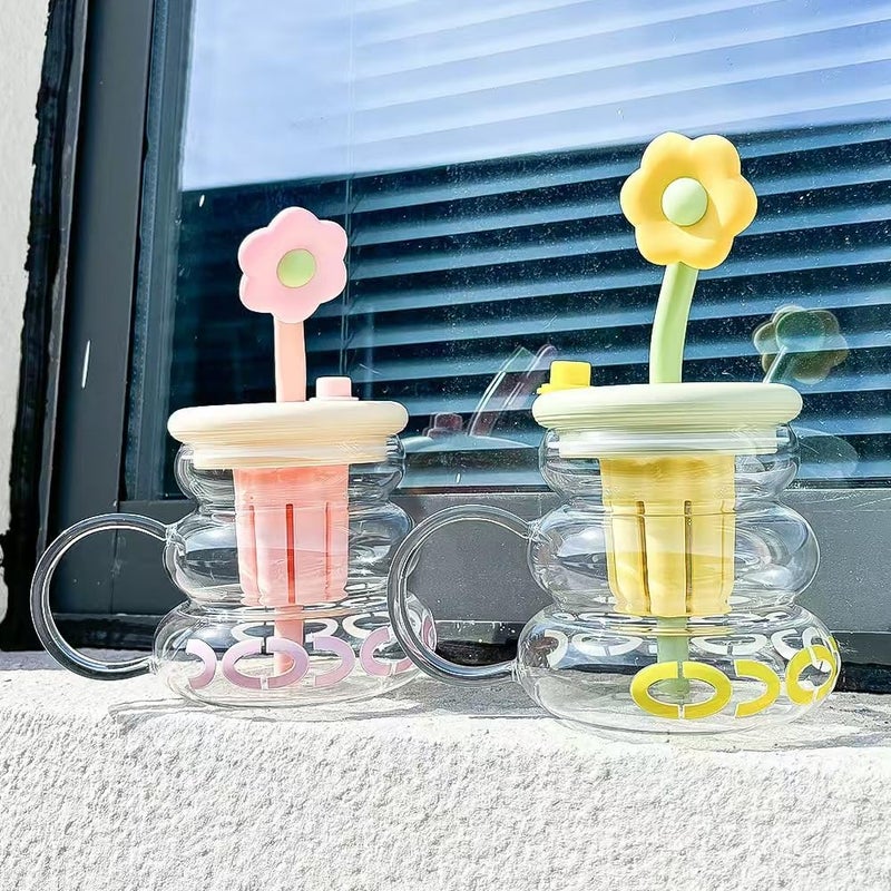 NGEL Cute Fruit Juice Glass Tumbler || Cartoon Water Cup with Lid and Straw || Portable Water Bottle for Lemon Tea, Fruit Tea, Ice Drinks (Pack of 1) (800 ml - Cup) - Image 2